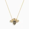 Necklaces & Pendants|Effy Jewelry Safari 14K Yellow Gold Black and White Diamond Bee Necklace