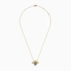 Necklaces & Pendants|Effy Jewelry Safari 14K Yellow Gold Black and White Diamond Bee Necklace