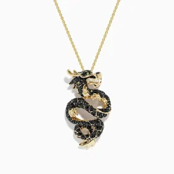 Necklaces & Pendants|BH Multi Safari 14K Yellow Gold Black and White Diamond Dragon Pendant