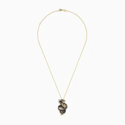 Necklaces & Pendants|BH Multi Safari 14K Yellow Gold Black and White Diamond Dragon Pendant