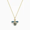Necklaces & Pendants|BH Multi Safari 14K Yellow Gold Blue and White Diamond Bee Pendant