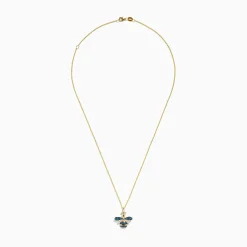 Necklaces & Pendants|BH Multi Safari 14K Yellow Gold Blue and White Diamond Bee Pendant