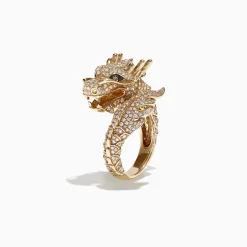 Rings|Effy Jewelry Safari 14K Yellow Gold Diamond Dragon Ring, 1.42 TCW