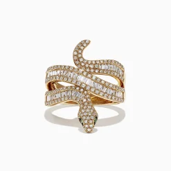 Rings|Effy Jewelry Safari 14K Yellow Gold Diamond Snake Ring, 0.95 TCW