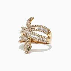 Rings|Effy Jewelry Safari 14K Yellow Gold Diamond Snake Ring, 0.95 TCW