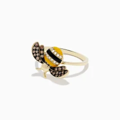 Rings|BH Multi Safari 14K Yellow Gold Diamond and Enamel Bee Ring