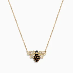 Necklaces & Pendants|Effy Jewelry Safari 14K Yellow Gold Diamond and Citrine Bee Necklace