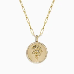 Necklaces & Pendants|BH Multi Safari 14K Yellow Gold Diamond Dragon Pendant