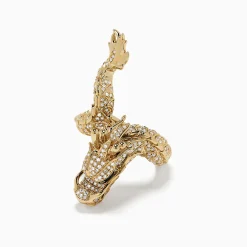 Rings|Effy Jewelry Safari 14K Yellow Gold Diamond Dragon Ring, 1.08 TCW