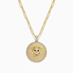 Necklaces & Pendants|BH Multi Safari 14K Yellow Gold Diamond Lions Head Pendant