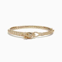 Bracelets|Effy Jewelry Safari 14K Yellow Gold Diamond Dragon Bangle, 1.83 TCW