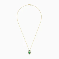Necklaces & Pendants|BH Multi Safari 14K Yellow Gold Emerald and Diamond Owl Pendant