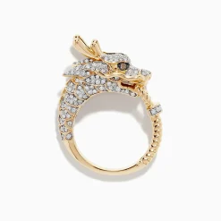 Rings|BH Multi Safari 14K Yellow Gold Espresso and White Diamond Dragon Ring