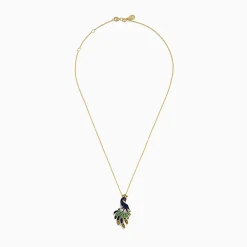 Necklaces & Pendants|Effy Jewelry Safari 14K Yellow Gold Multi Color Sapphire and Diamond Peacock Pendant