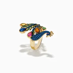 Rings|Effy Jewelry Safari 14K Yellow Gold Multi Sapphire Peacock Ring