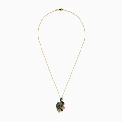 Necklaces & Pendants|Effy Jewelry Safari 14k Yellow Gold Multi Sapphire Peacock Pendant
