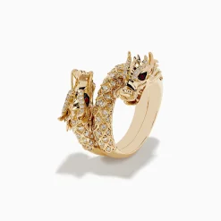 Rings|Effy Jewelry Safari 14K Yellow Gold Ruby and Diamond Dragon Wrap Ring
