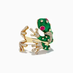 Rings|Effy Jewelry Safari 14K Yellow Gold Ruby and Diamond Frog Ring