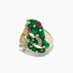 Rings|Effy Jewelry Safari 14K Yellow Gold Ruby and Diamond Frog Ring