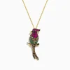 Necklaces & Pendants|Effy Jewelry Safari 14K Yellow Gold Ruby Tsavorite and Diamond Cardinal Pendant