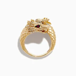 Rings|Effy Jewelry Safari 14K Yellow Gold Ruby and Diamond Dragon Bypass Ring