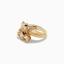 Rings|Effy Jewelry Safari 14K Yellow Gold Ruby and Diamond Dragon Bypass Ring