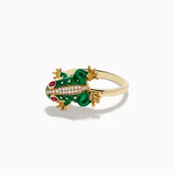 Rings|Effy Jewelry Safari 14K Yellow Gold Ruby and Diamond Frog Ring