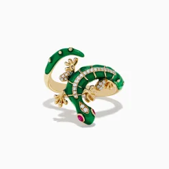 Rings|Effy Jewelry Safari 14K Yellow Gold Ruby and Diamond Lizard Ring