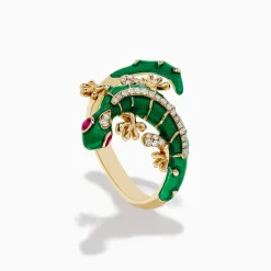 Rings|Effy Jewelry Safari 14K Yellow Gold Ruby and Diamond Lizard Ring