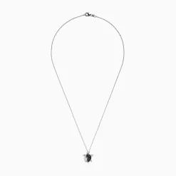 Necklaces & Pendants|Effy Jewelry Safari Sterling Silver Black and White Diamond Turtle Pendant, 0.32 TCW