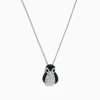 Necklaces & Pendants|Effy Jewelry Safari Sterling Silver Diamond and Black Sapphire Penguin Pendant, 1.03 TCW