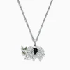 Necklaces & Pendants|Effy Jewelry Safari Sterling Silver Multi Sapphire and Tsavorite Elephant Pendant, 2.20 TCW