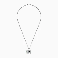 Necklaces & Pendants|Effy Jewelry Safari Sterling Silver Multi Sapphire and Tsavorite Elephant Pendant, 2.20 TCW