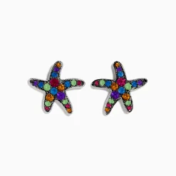 Earrings|Effy Jewelry Seaside 925 Sterling Silver Multi Color Gemstone Starfish Earrings