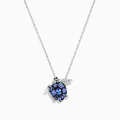 Necklaces & Pendants|Effy Jewelry Seaside 925 Sterling Silver Multi Diamond and Tanzanite Turtle Pendant