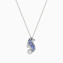 Necklaces & Pendants|Effy Jewelry Seaside 925 Sterling Silver Tanzanite and Diamond Seahorse Pendant
