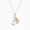 Necklaces & Pendants|Effy Jewelry Seaside 14K 3 Color Gold Diamond 3 Anchor Pendant