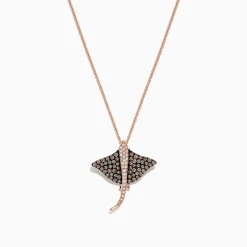 Necklaces & Pendants|Effy Jewelry Seaside 14K Gold Espresso u0026 White Diamond Stingray Pendant, 0.46 TCW