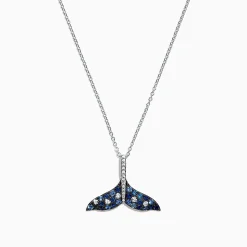 Necklaces & Pendants|Effy Jewelry Seaside 14K Gold Sapphire u0026 Diamond Whale's Tail Pendant, 0.79 TCW