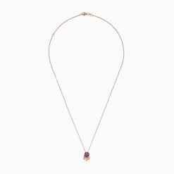 Necklaces & Pendants|Effy Jewelry Seaside 14K Rose Gold Pink Sapphire and Black Diamond Octopus Pendant