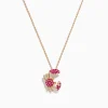 Necklaces & Pendants|Effy Jewelry Seaside 14K Rose Gold Pink Sapphire and Diamond Crab Pendant