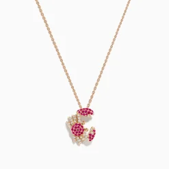 Necklaces & Pendants|Effy Jewelry Seaside 14K Rose Gold Pink Sapphire and Diamond Crab Pendant