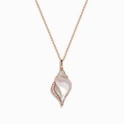 Necklaces & Pendants|Effy Jewelry Seaside 14K Rose Gold Quartz Crystal, Mother of Pearl, Diamond Pendant