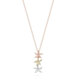 Necklaces & Pendants|Effy Jewelry Seaside 14K Tri Color Gold Diamond Starfish Trio Pendant, 0.23 TCW