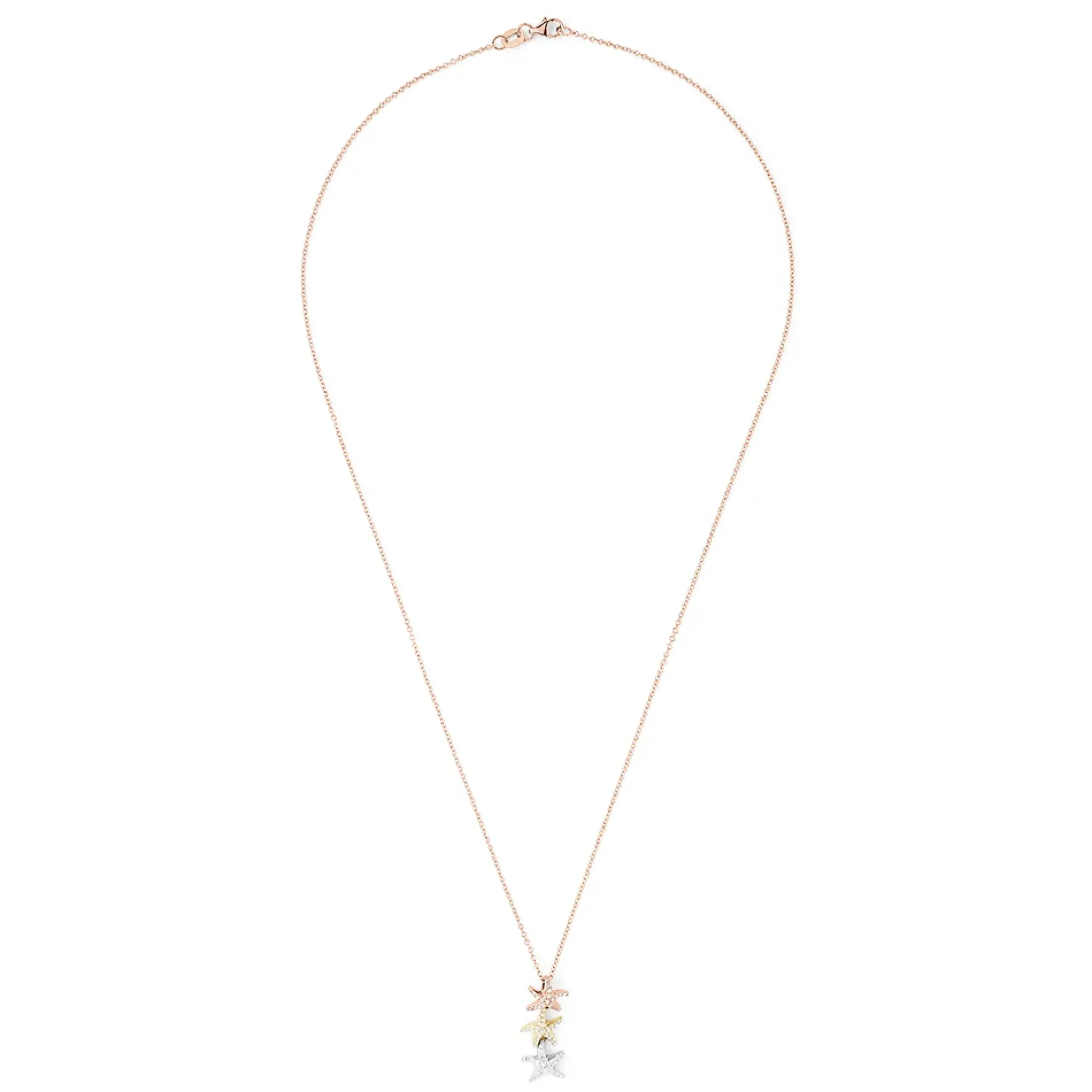 Necklaces & Pendants|Effy Jewelry Seaside 14K Tri Color Gold Diamond Starfish Trio Pendant, 0.23 TCW
