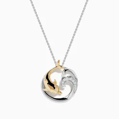 Necklaces & Pendants|Effy Jewelry Seaside 14K Two-Tone Gold Diamond Dolphin Pendant