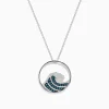 Necklaces & Pendants|Effy Jewelry Seaside 14K White Gold Blue and White Diamond Wave Pendant