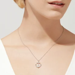 Necklaces & Pendants|Effy Jewelry Seaside 14K White Gold Diamond Anchor Pendant, 0.21