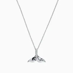Necklaces & Pendants|Effy Jewelry Seaside 14K White Gold Diamond Whale's Tail Pendant, 0.05 TCW