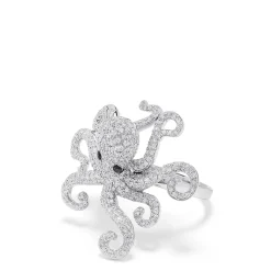 Rings|Effy Jewelry Seaside 14K White Gold Diamond Octopus Ring, 1.33 TCW